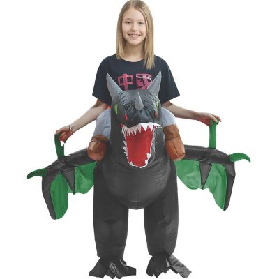 INFLATABLE BLACK DRAGON RIDE-ON COSTUME FOR KIDS