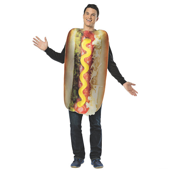 DELUXE PHOTOREAL LOADED HOT DOG COSTUME FOR ADULTS