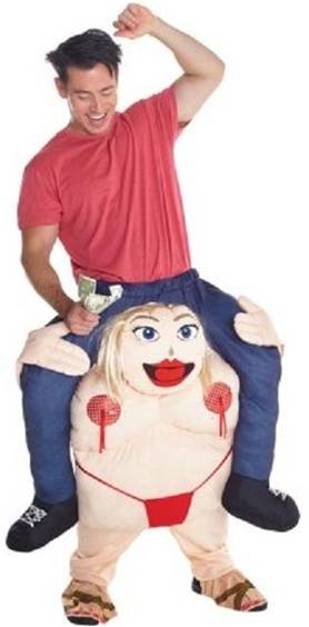 FAT STRIPPER PIGGYBACK COSTUME FOR ADULTS