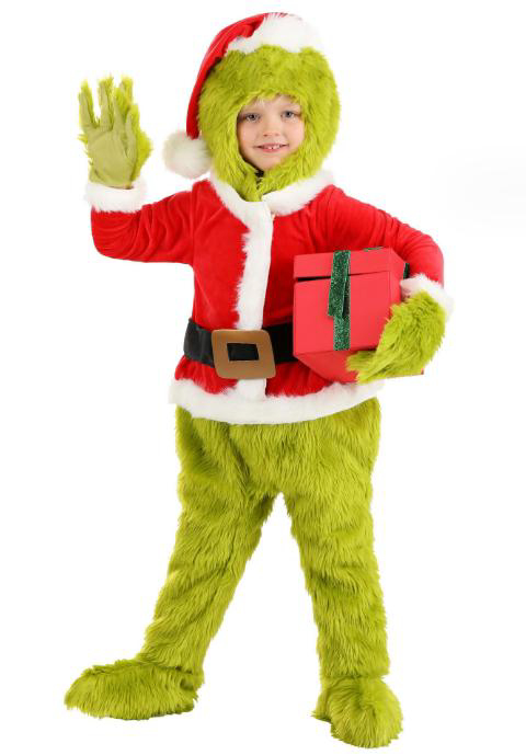 DELUXE OPEN FACE GRINCH SANTA COSTUME FOR BOYS